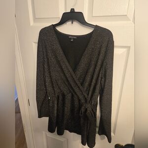 Lane Bryant Sparkling Black Wrap Tunic